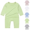 thumbnail image 1 of Bovxnpu Fall Winter Newborn Bodysuit, Infant Rompers, Child's Summer Jumpsuit Boys And Botton Long Sleeve Round Neck Cute Solid Long Rompers, 1 of 3