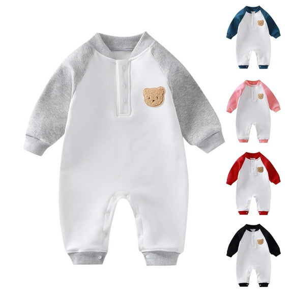 Bovxnpu Fall Winter Newborn Bodysuit, Infant Rompers, Children's clothing crawling clothes spring and fall wool warm sports jumpsuit born home color matching cute jumpsuit