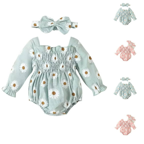 Bovxnpu Fall Winter Newborn Bodysuit, Infant Rompers, Flower Print Girl Jumpsuit Crawling Dress Long Sleeved Bag Fart Jumpsuit born Jumpsuit