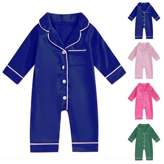 Bovxnpu Fall Winter Newborn Bodysuit, Infant Rompers Pajamas, Children's Summer Pajamas Air-conditioned Clothes Boy's And Girl's Home Clothes Solid Color Short Sleeve Jumpsuit
