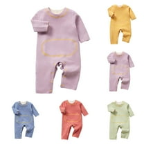 Bovxnpu Fall Winter Newborn Bodysuit, Infant Rompers Pajamas, Male And Female Infants Bodysuit Keep Warm Button Solid Jumpsuit