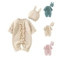 thumbnail image 1 of Bovxnpu Fall Winter Newborn Bodysuit, Infant Rompers, Solid Color Long Sleeved Knitted Jumpsuit Hat Suit, 1 of 4