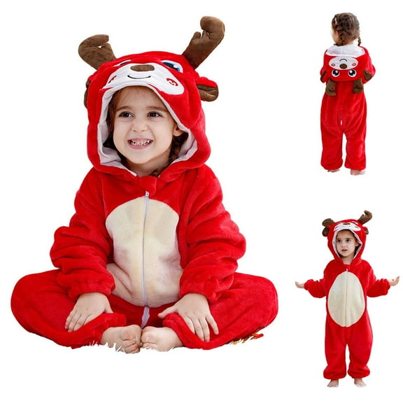 Bovxnpu Fall Winter Newborn Bodysuit, Infant Rompers, Toddler Boys Girls Cute Cosplay Romper Long Sleeve Hooded Jumpsuit Cute Flannel Clothes