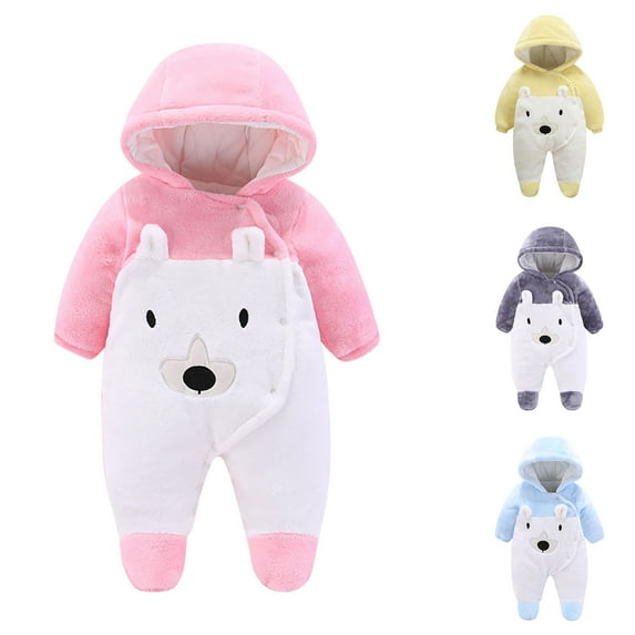 Bovxnpu Fall Winter Newborn Bodysuit, Infant Rompers, Toddler Kids Boys And Girls Solid Color Cute Long Sleeve Hooded Romper Jumpsuits