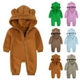 thumbnail image 1 of Bovxnpu Fall Winter Newborn Bodysuit, Infant Rompers, Toddler Kids Boys And Girls Solid Color Cute Long Sleeve Hooded Romper Jumpsuits, 1 of 7
