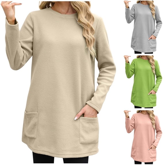 Bovxnpu Fall Winter Plus Size Tops for Women, Womens Long Sleeve Shirt Tops Loose Casual Fall Thick T Shirts Winter Outs Trendy Clothes