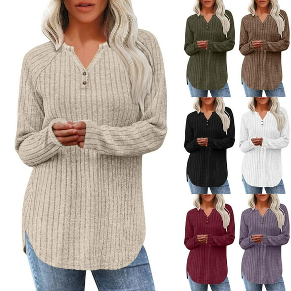 Bovxnpu Fall Winter Plus Size Tops for Women, Womens Long Sleeve Shirt Tops Loose Casual Fall Thick T Shirts Winter Outs Trendy Clothes