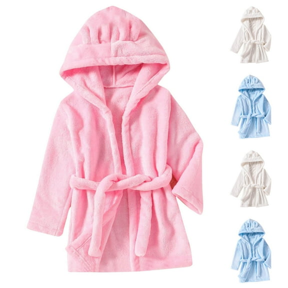 Bovxnpu Fall Winter Toddler Boy Girl Robes Girls Bathrobes, Girls Fleece Hooded Robes Toddler Warm Fuzzy Bathrobe Flannel Newborn Bathrobe for Kids Homewear Sleepwear