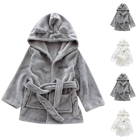 Bovxnpu Fall Winter Toddler Boy Girl Robes Girls Bathrobes, Girls Fleece Hooded Robes Toddler Warm Fuzzy Bathrobe Flannel Newborn Bathrobe for Kids Homewear Sleepwear