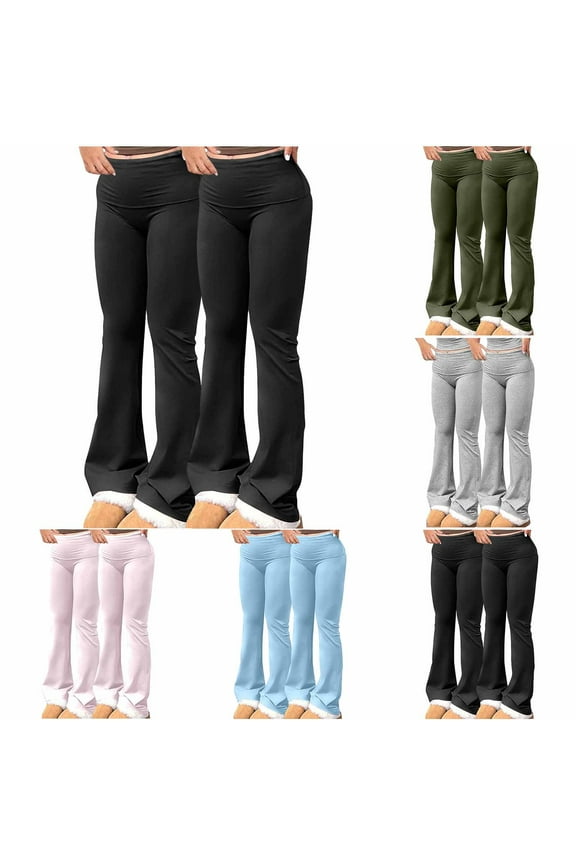 Fall Womens Pants Plus Size, 2PC Womens Leggings Flared Pants Casual Sports Pants Spring Fall Clothes XXL