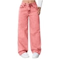 thumbnail image 1 of Bovxnpu Fall Womens Pants Plus Size, Women's Baggy Wide Leg Jeans High Waisted Stretchy Straight Leg Pants Loose Trendy Denim Pants L, 1 of 7