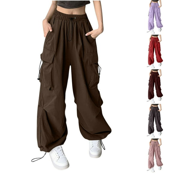 Bovxnpu Fall Womens Pants Plus Size, Womens Cargo Pants Jogger Pants Loose Casual Sports Pants With Pocket XXL