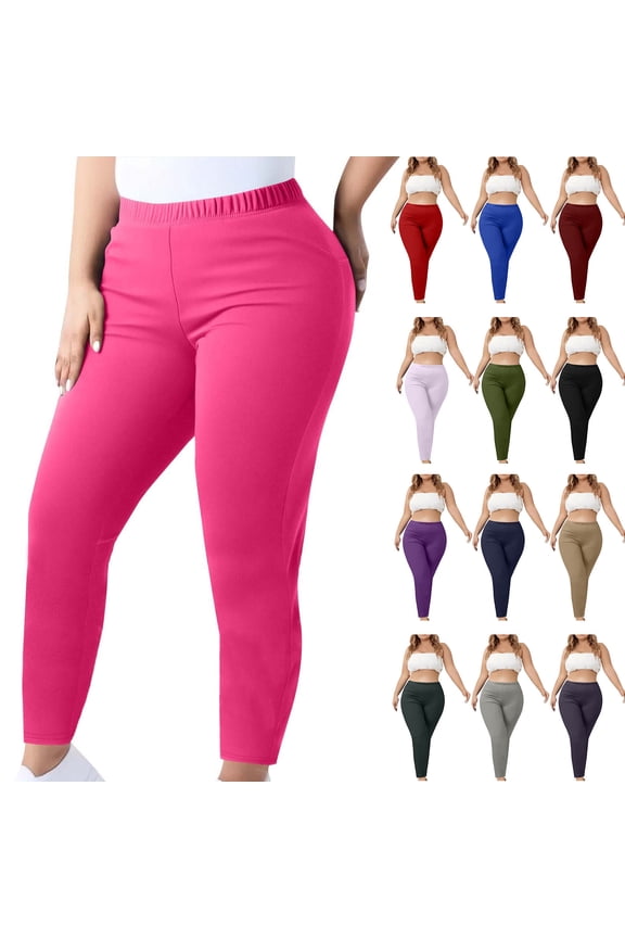 Fall Womens Pants Plus Size, Womens Leggings Plus Size Yogo Pants Athletic Pants Elastic Waist Activewear Long Pants M