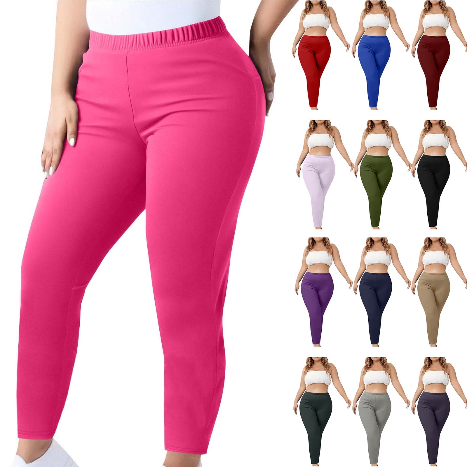 Fall Womens Pants Plus Size, Womens Leggings Plus Size Yogo Pants Athletic Pants Elastic Waist Activewear Long Pants XXXL
