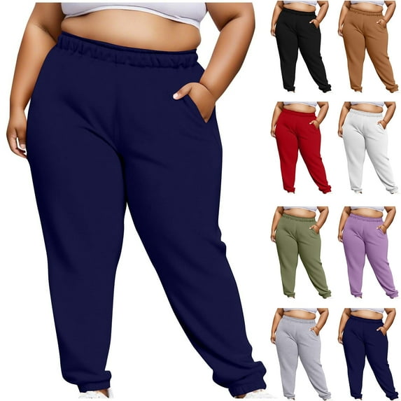 Bovxnpu Fall Womens Pants Plus Size, Womens Sweatpants Joggers Fleece Pants Drawstring Casual Sports Pants With Pocket XXXXL