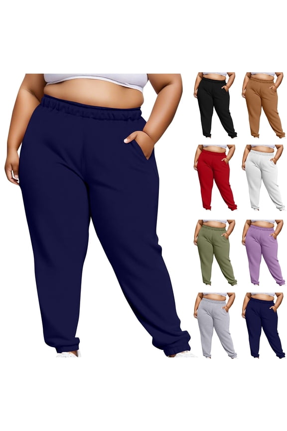 Fall Womens Pants Plus Size, Womens Sweatpants Joggers Fleece Pants Drawstring Casual Sports Pants With Pocket XXXXXL