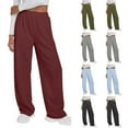 thumbnail image 1 of Bovxnpu Fall Womens Pants Plus Size, Womens Sweatpants Wide Leg Fleece Pants Casual Sports Pants With Pocket L, 1 of 9