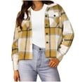 thumbnail image 1 of Bovxnpu Flannels for Women Cropped Shacket Jacket Fashion Plaid Button Down Shirt Fall Coat Tops Women's Plaid Long Sleeve Casual Cropped Jacket with Lapel and Two Pockets, 1 of 5