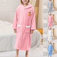 thumbnail image 1 of Bovxnpu Unisex Girls Fleece Hooded Robes Warm Bathrobes Toddler Kids Hooded Wearable Bath Towels with Pocket Absorbent Sleepwear, 1 of 7