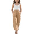 thumbnail image 1 of Bovxnpu Girls Cotton Casual Pants Linen Cotton Girls Shorts Casual with Pockets Drawstring Waist Pants, 1 of 5