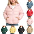 thumbnail image 1 of Bovxnpu Girls Down Jackets Kids Puffer Jacket Hooded Long Sleeve Zip Up Warm Down Coat Outfits, 1 of 7