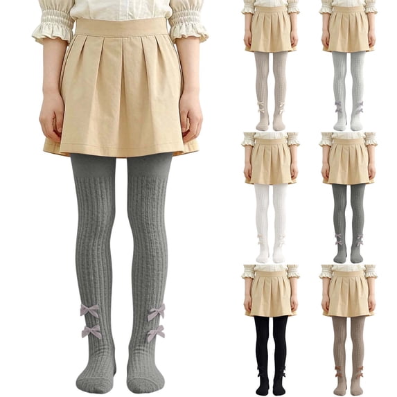 Bovxnpu Girls Leggings Kids Girls Knit Cotton Bow Tights Dance Leggings Bottoms