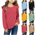 thumbnail image 1 of Bovxnpu Girls Long Sleeve T Shirts Kids Spring Fall Tops School Tee Girls Long Sleeve Shirt Crew Neck Floral Sleeves Colored Cotton Grils Casual Tops, 1 of 7