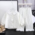 thumbnail image 1 of Bovxnpu Girls' Pajama Sets 2 Piece Lounge Sets Girls Solid Long Sleeve Turn Down Collar Pajama Top + Pajama Pants 2-Piece Sets Summer Outfits, 1 of 5