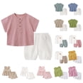 thumbnail image 1 of Bovxnpu Girls' Short Sets Kids Summer Cotton Solid Sleeveless Crew Neck Tank Top + Shorts 2-Piece Sets Summer Outfits, 1 of 6