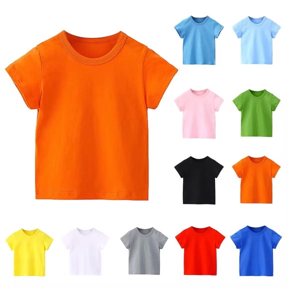 Bovxnpu Girls Short Sleeve T Shirts Undershirt Kids Summer Tops School Tee Shirts For Kids Short Sleeve Graphic T-Shirt Round Neck Crop Top For Girls And Boy T-Shirt Tee