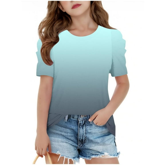 Bovxnpu Girls Short Sleeve T Shirts Undershirt Kids Summer Tops School Tee Summer And Spring Printed Fashion Children's Round Neck Short Sleeve School Blouse Printed T-shirt Shirt