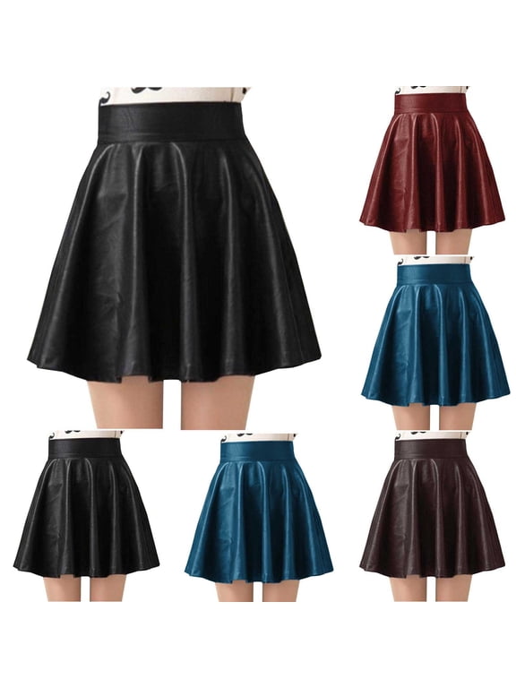 Girls Skirt Girls Casual Mini High Waist Stretchy Flared Pleated Skater Uniform Skirts School Outfit