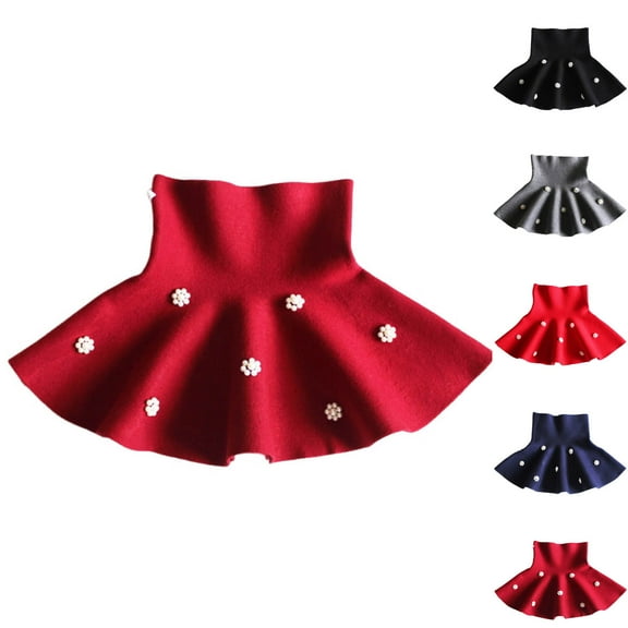 Bovxnpu Girls Skirt Girls' High Waist Knitted Flared Pleated Skirt Casual School Girl Fall Winter Outfit