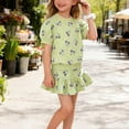 thumbnail image 1 of Bovxnpu Girls' Skirt Sets Girls Summer Graphic Short Sleeve Crewneck Skirt Shorts 2-piece Sets Summer 2 Piece Outfits, 1 of 7