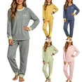 thumbnail image 1 of Bovxnpu Girls Sleepwear 2 Piece Loungewear Set Long Sleeve Crew Neck Top and Long Pants Sleepwear Outfits Set, 1 of 8