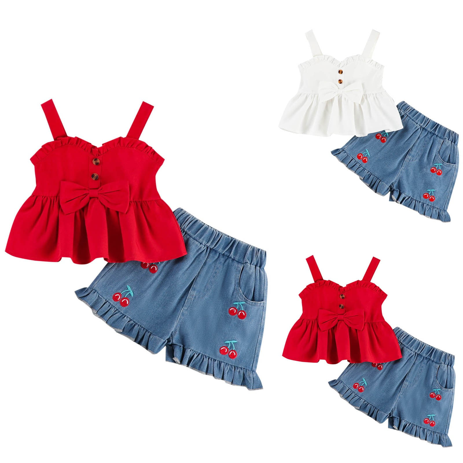 Girls Orange “GOGO” Summer T-Shirt & Denim Skirt Set main image 1