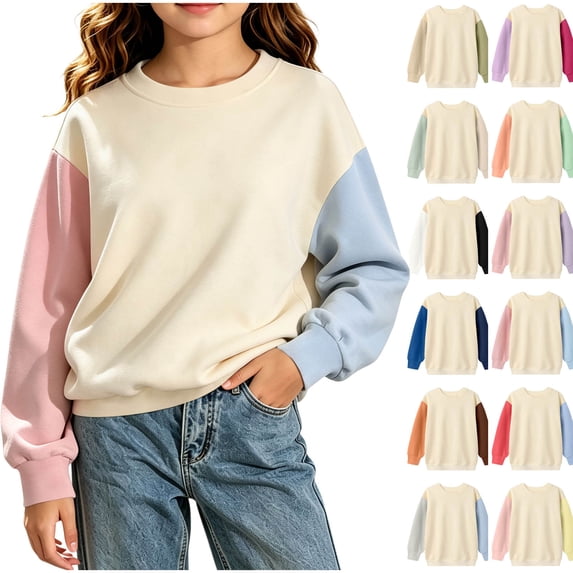 Bovxnpu Girls Sweatshirts Kids Raglan Sleeve Crew Neck Pullover Tops