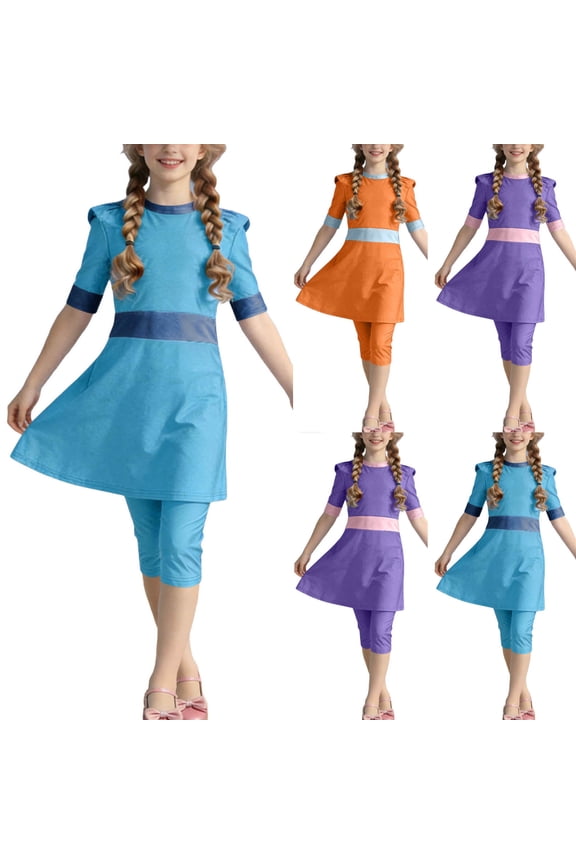 Girls' Swimwear Sets Girls Floral Tankini Swimwear Half Sleeve Capris Pants with Cap 3-Piece Surf Set Swimwear (Girl's or Girl's Plus)