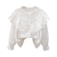 thumbnail image 1 of Bovxnpu Girls Tops Long Sleeve Shirt Cardigan Jacket, Girls Doll Collar Shirt Long Sleeve Button Down Casual Shirts Soft Blouse Tops 3 Years, 1 of 3