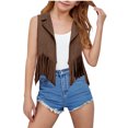 thumbnail image 1 of Bovxnpu Girls Tops Sleeveless Waistcoat Cardigans, Girls Suede Fringe Vest Sleeveless Boho Tassels Cropped Jacket Cardigan 9 Years, 1 of 7