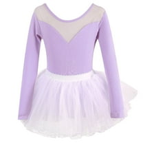 Bovxnpu Gymnastics Leotards for Girls, Girls Long Sleeve Dance Leotards with Skirt Classic Gymnastic Ballerina Outfit Dress 7-8 Years