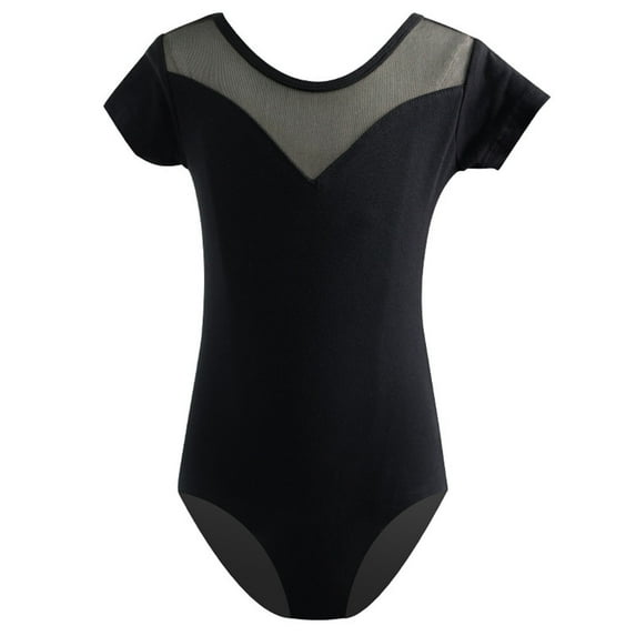 Bovxnpu Gymnastics Leotards for Girls, Girls Short Sleeve Leotards Gymnastic Dance Outfit 3-4 Years