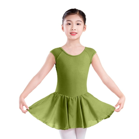 Bovxnpu Gymnastics Leotards for Girls, Girls Sleeveless Dance Leotards with Skirt Classic Gymnastic Ballerina Outfit Dress 6-7 Years