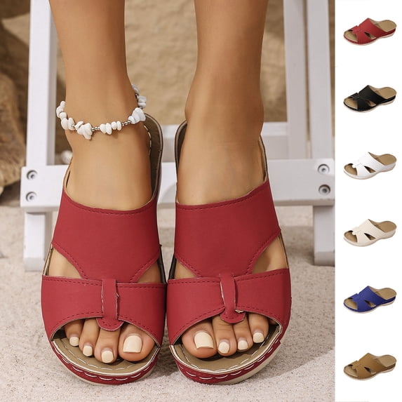 Bovxnpu House Slippers for Women Casual Indoor/Outdoor Shoes, Women's Casual Summer Large Size Beach Wedge Thick Bottom Sandals Slippers Comfy Indoor House Shoes