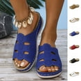 thumbnail image 1 of Bovxnpu House Slippers for Women Casual Indoor/Outdoor Shoes, Women's Casual Summer Large Size Flat Open Toe Casual Beach Wedge Slippers Comfy Indoor House Shoes, 1 of 8