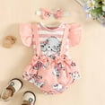 thumbnail image 1 of Bovxnpu Infant Toddler Outfits Set Toddler Ruffle Graphic Top Suspender Shorts Headband 3 Piece Sets Summer 2 Piece Outfits, 1 of 9