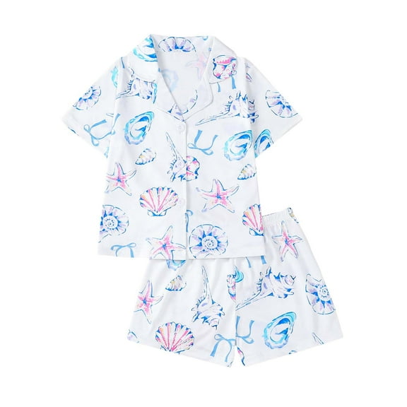 Bovxnpu Kids Toddler Boys Girls Pajama Set, Girls Pajamas Silk Pjs Set Satin Sleepwear Short Sleeve Jammies for Kids Button-Down Nightwear