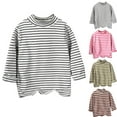 thumbnail image 1 of Bovxnpu Kids Toddler Fall Outfits Winter Clothes, Boys Girls Thermal Tops Kids Winter Undershirt Stripe Turtleneck Fleece Pullover Long Sleeve Shirts, 1 of 5