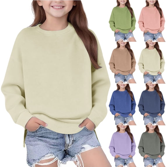 Bovxnpu Kids Toddler Fall Outfits Winter Clothes, Girls and Toddlers' Fleece Crewneck Pullover Sweatshirts