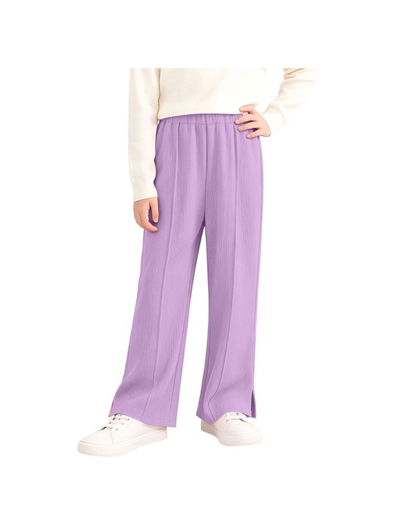 Kids Trousers Straight Leg Split Hem Pants 9 Years